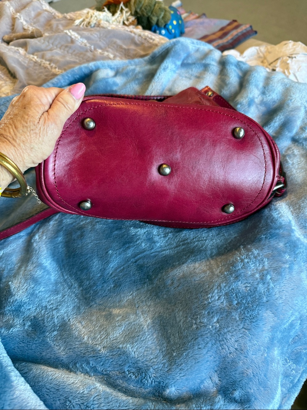 Patricia Nash all leather tool cranberry shoulder bag - Picture 8 of 8